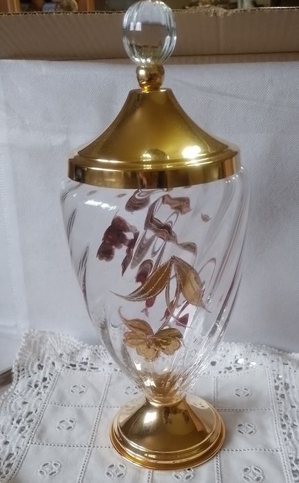 Boleira em vidro e metal dourado