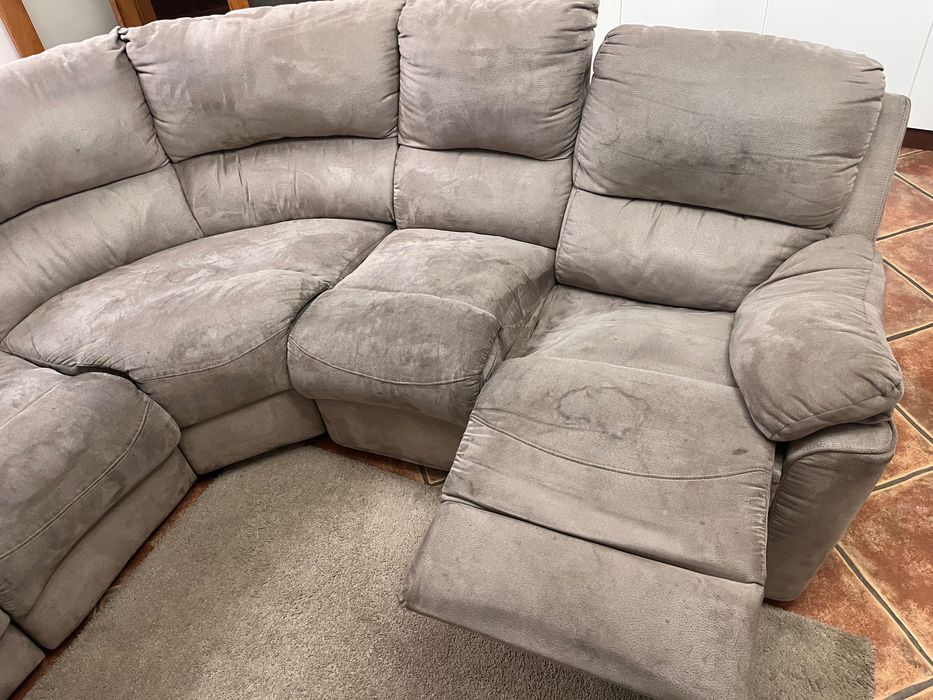 sofá cinza rato usado (7 lugares)
