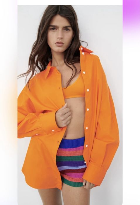 Поплінова оверсайз сорочка zara