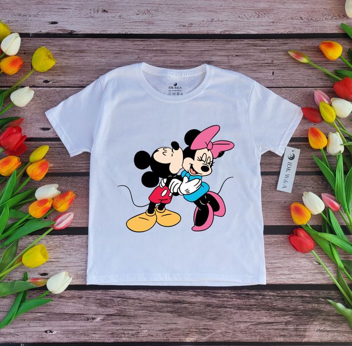 T-shirt koszulka bluzka Myszka Miki rozmiar 98-170cm biała lub czarna