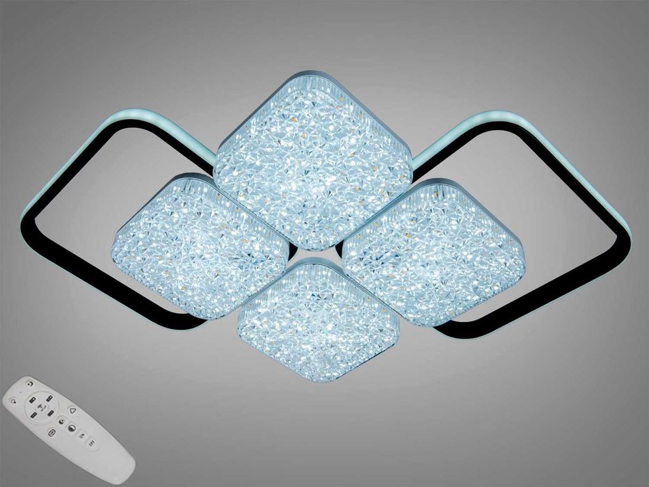 Стельова LED люстра чорна 95Вт 6 модулів з пультом