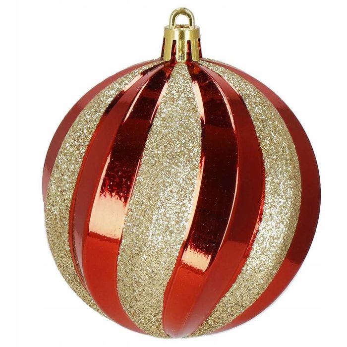 BOMBKI na Choinkę Czerwone Odcienie GOLD 30szt ZDOBIONE 8cm NIETŁUKĄCE
