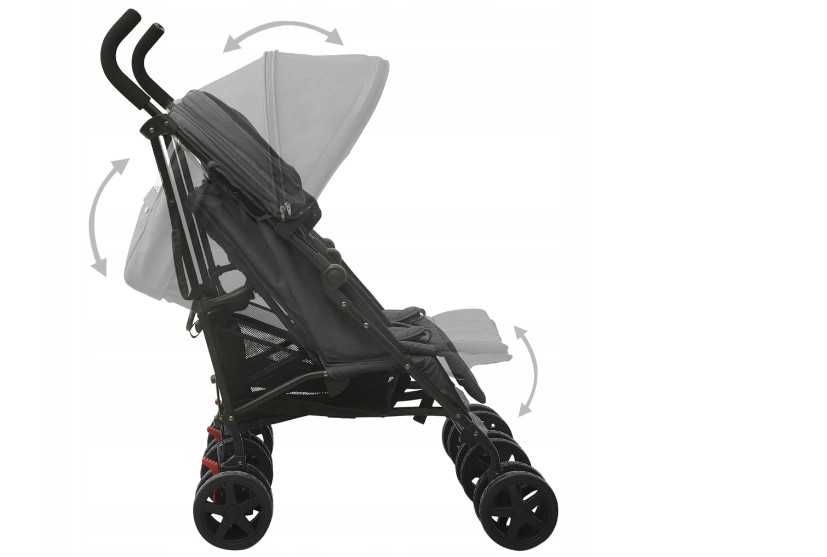 Wózek spacerowy dla bliźniaków, antracytowy