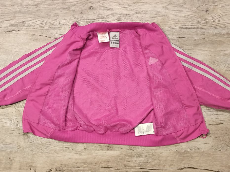 Adidas kurtka wiatrówka 104 róż Srebrna oryginał sportowa