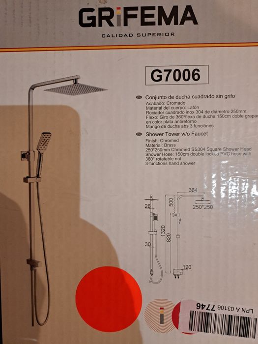 Kwadratowy system prysznicowy Grifema Columna G7006