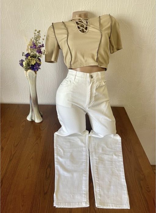 Джинси білі жіночі S (скіні)