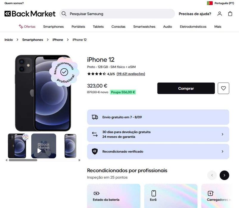 iPhone 12 como Novo (Garantia de 6 meses)