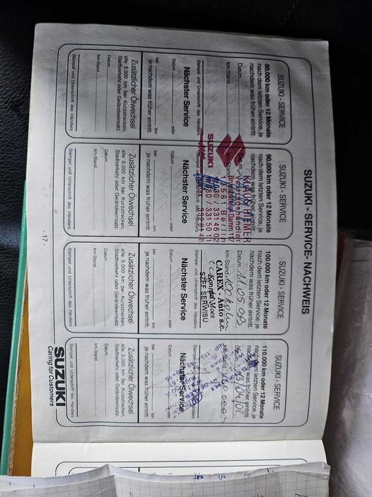 Suzuki Samurai 4x4 1995 r. książka serwisowa - serwis ASO !