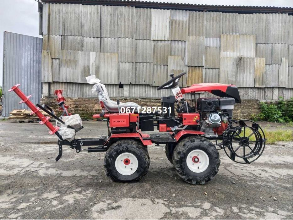 Мінітрактор МТ-192GH PRO(гідравліка) Forte Форте Переломка 4х4 (бензин) повний привід з фрезою та грунтозачепами доставка безкоштовна під ваш двір