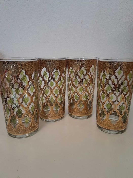 Copos Culver Vintage Valência ouro 22k, verde