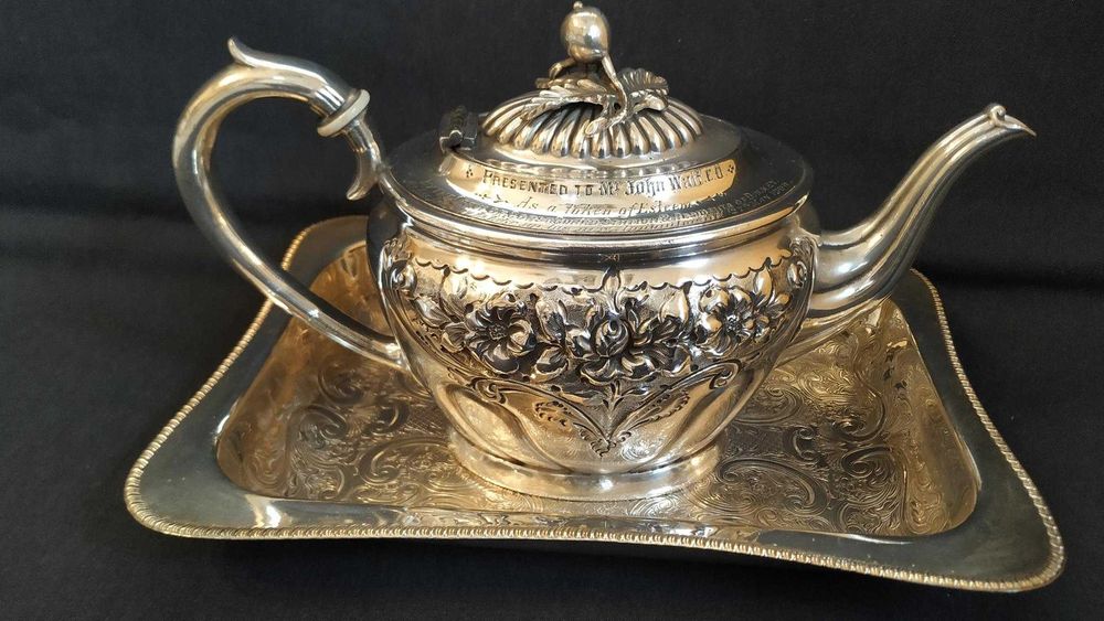 Zabytkowy Posrebrzony Czajnik BRIDDON BROS SHEFFIELD 1908r z Dedykacją