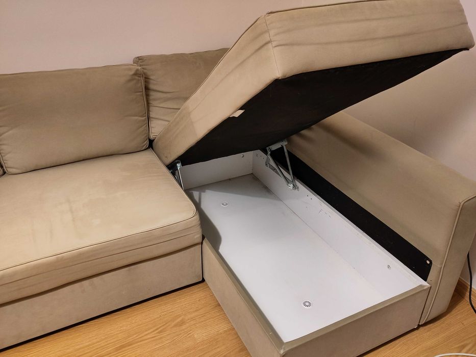 Sofá 3 lugares c/ chaise longue e arrumação + função cama - Reservado