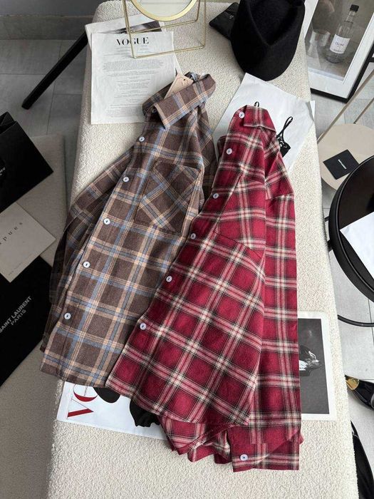 Женская рубашка в клетку/Жіноча сорочка в клітинку модель 594