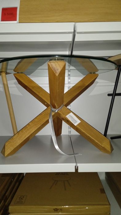 Стіл кавовий новий з масиву дуба та гартованого скла бренду Jusk