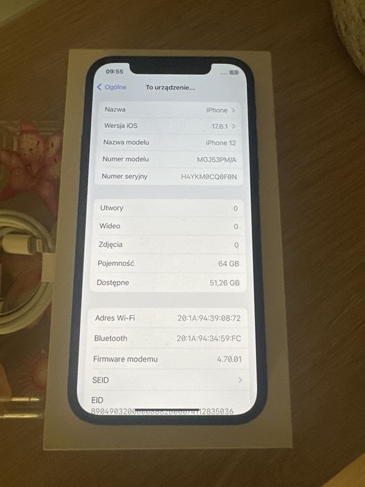 IPhone 12 64GB 100% baterii od kobiety sprawny wifi icloud wylogowany