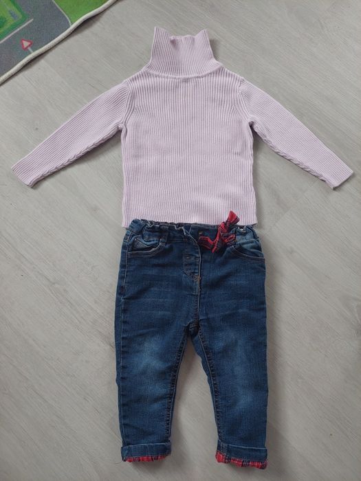 Dzinsy ocieplane +golfik 80