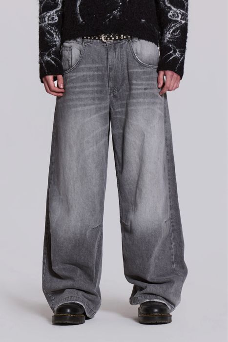 Jaded London Washed Grey Colossus Fit Baggy Jeans