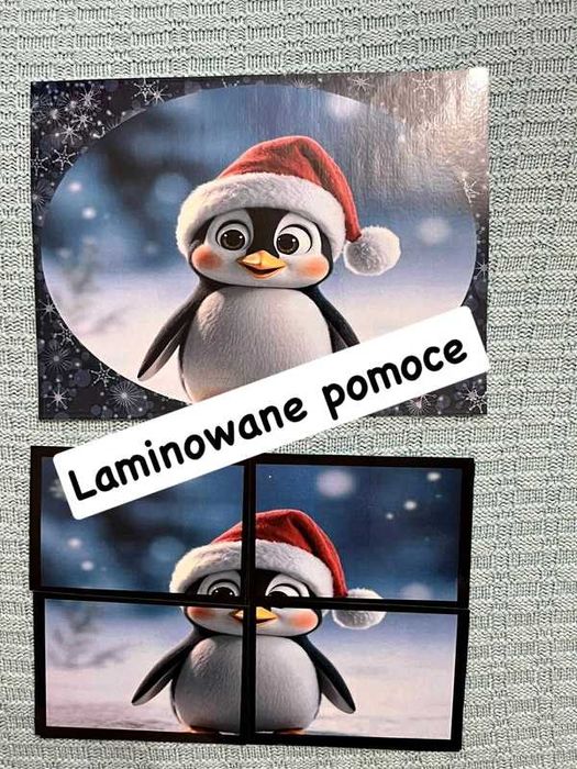 Świąteczne czapeczki - układanki 4 elementowe