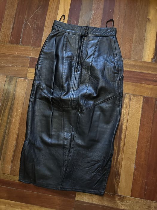 Юбка кожаная кожа натуральная черная xs s карандаш облегающая