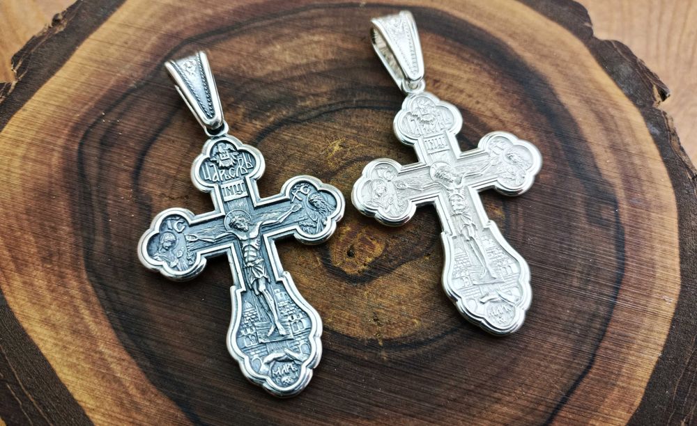 Мужской большой нательный серебряный крестик. Срібний хрест чоловічий