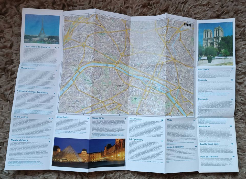PARYŻ mapa i przewodnik po mieście 40 x 60 cm