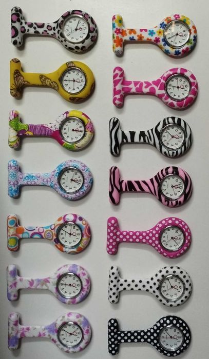 Relógio de peito em silicone, enfermeira, auxiliar, varias cores