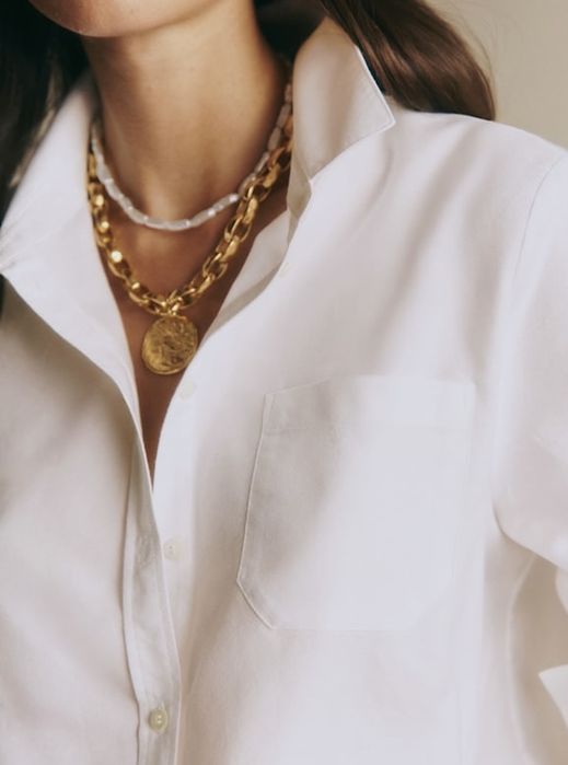 базова біла сорочка з натуральної бавовни вільного крою Sezane,
