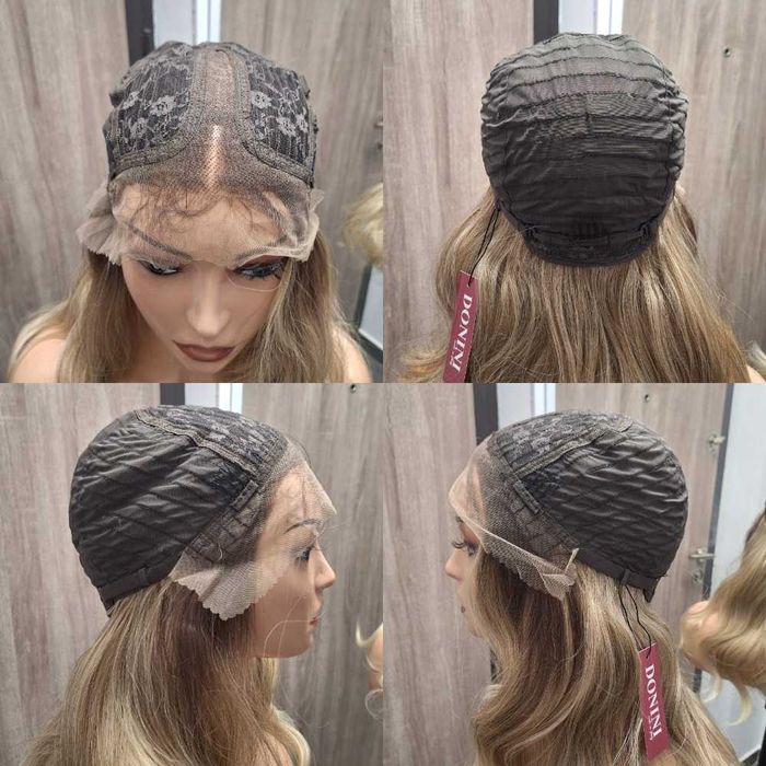 Kręcona peruka blond ombre na koronkowej siatce Lace Front Wig