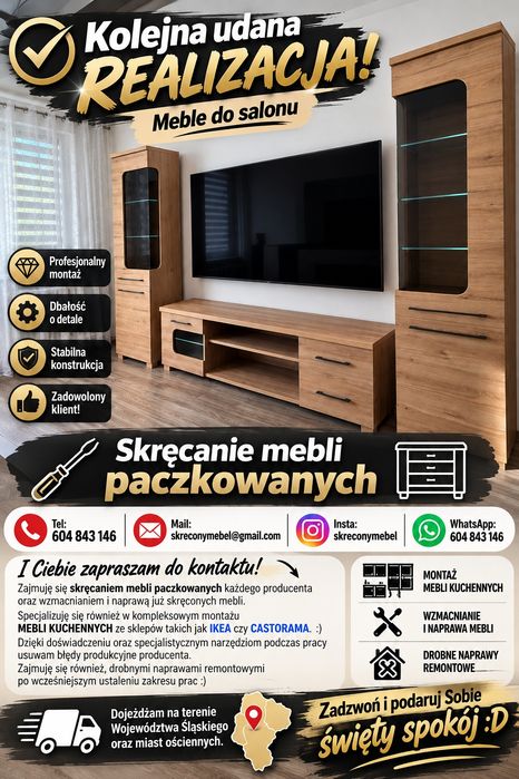Skręcanie mebli paczkowanych /naprawa mebli/ wzmacnianie szaf, łóżek