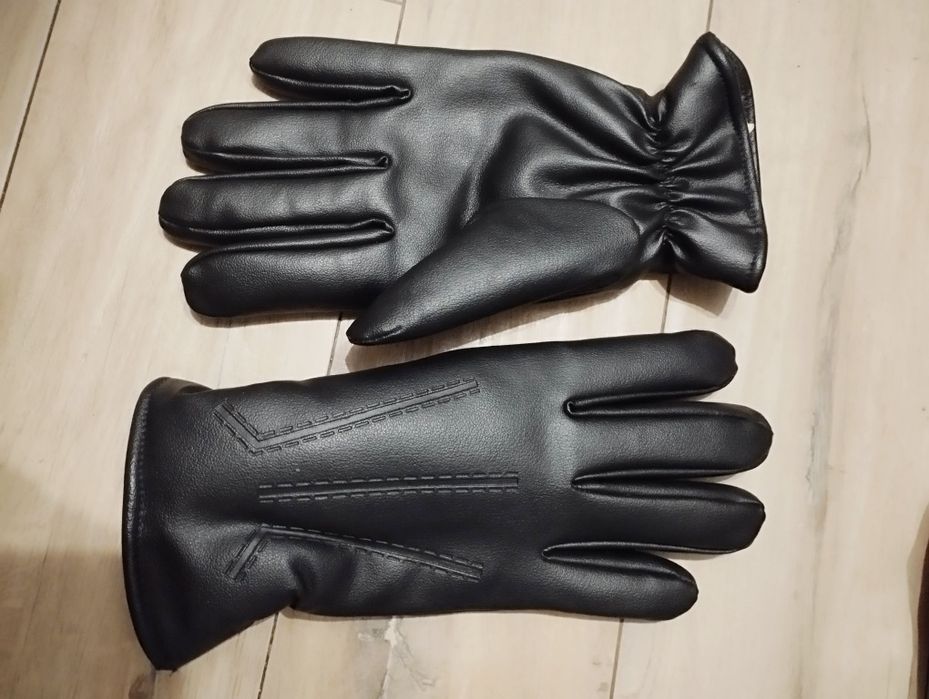 Rękawiczki nowe skórzane wełniane męskie r M/L