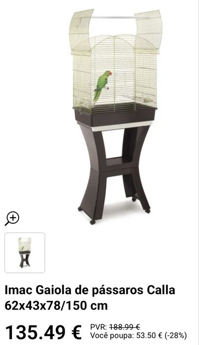 Gaiola dourada com pé Imac