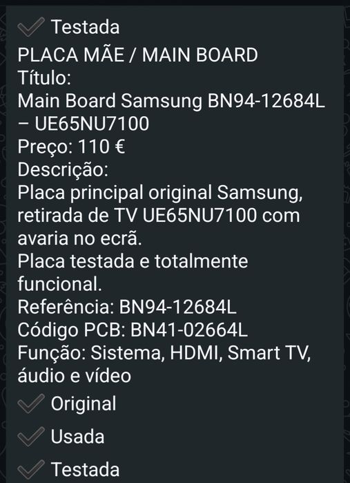 Componentes de Smart TV SAMSUNG UE65NU7100/ UE65NU7100WXXC