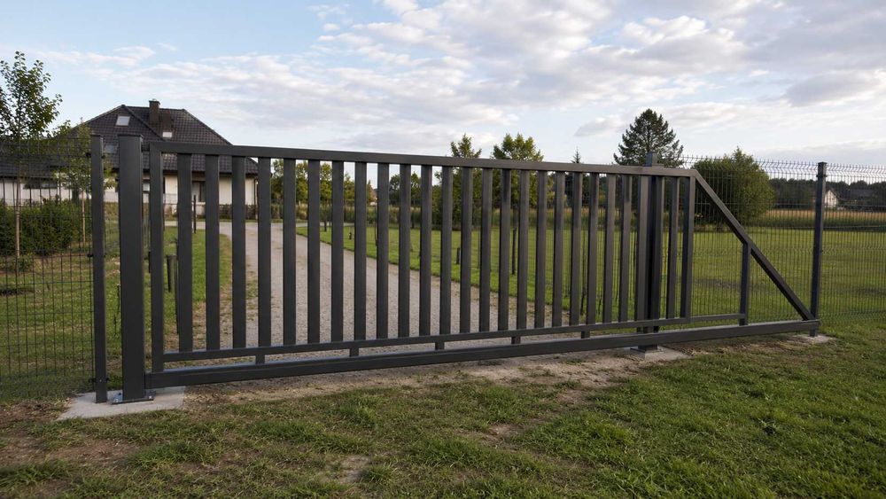 Brama Przesuwna Wypełnienie Palisadowe Poziome i Pionowe Wypełnienie Panelowe 3D