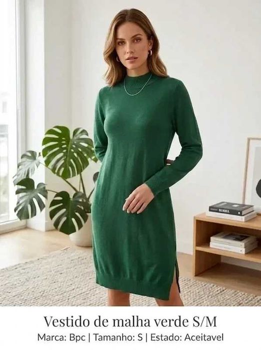 Vestido de malha verde BPC – Tamanho S/M