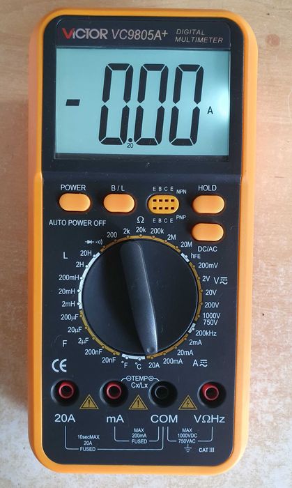 Multimetro VICTOR VC9805A+ com medição de bobines (indutancias)