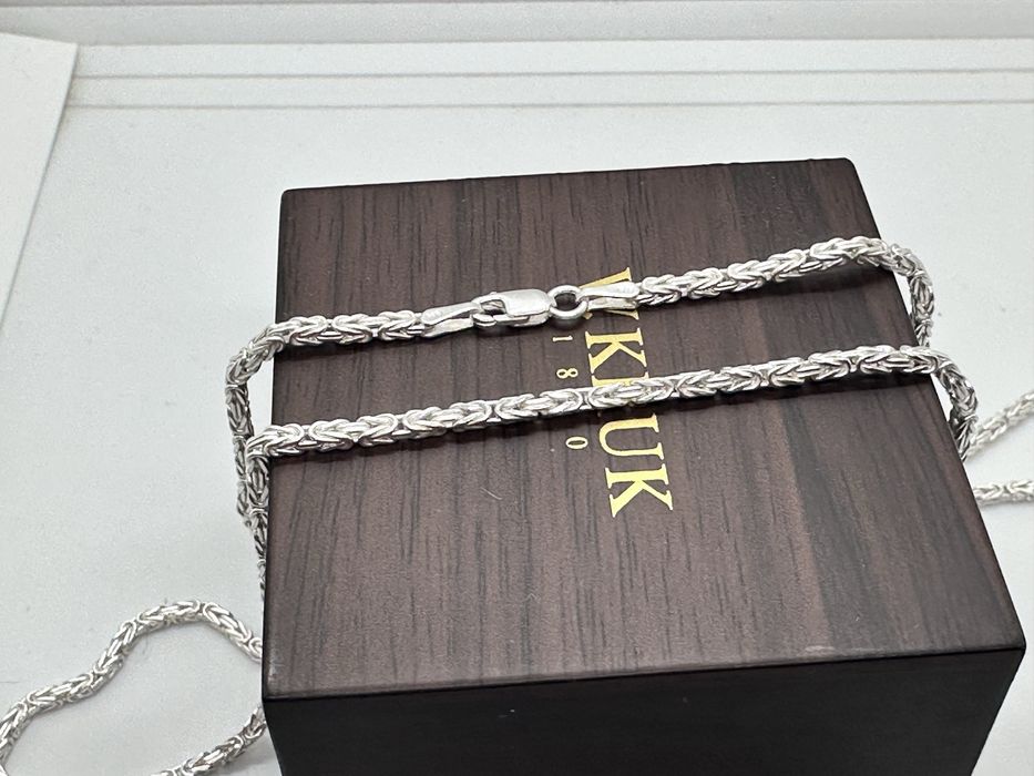 Srebrny łańcuszek splot królewski 50cm
