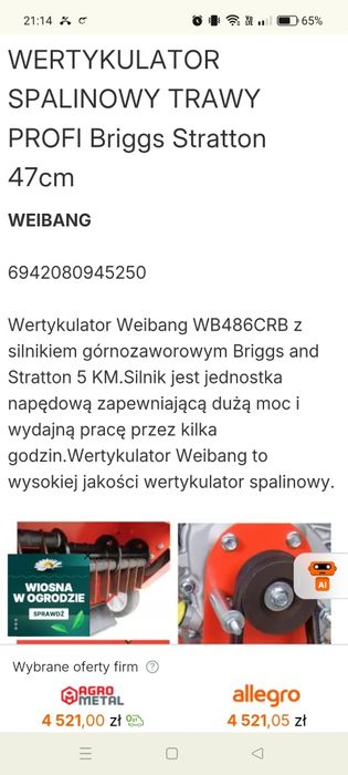 Wertykulator Weibang.