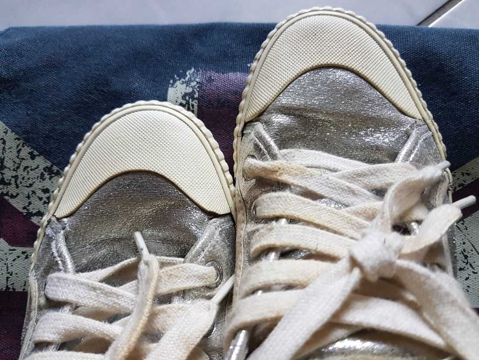 Pepe Jeans Industry trampki  tenisówki srebrne metaliczne sneakersy