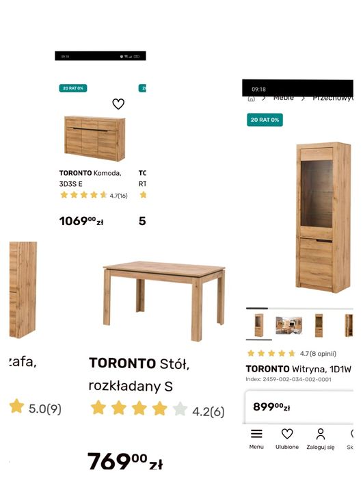 Meble toronto plus stół i 4 krzesła