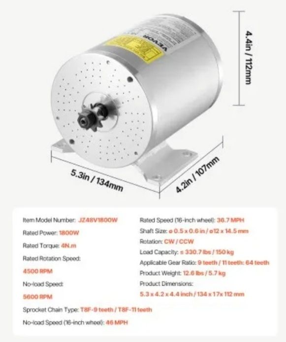 Kit da VEVOR 1800W sem escovas DC