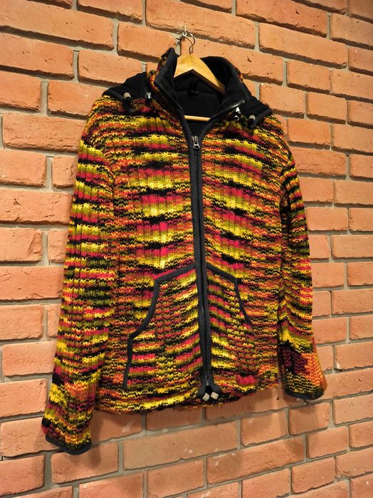 Kurtka Wełniana Wełna Nepal Sweter Rozpinany Gruby Zimowy Kolorowy