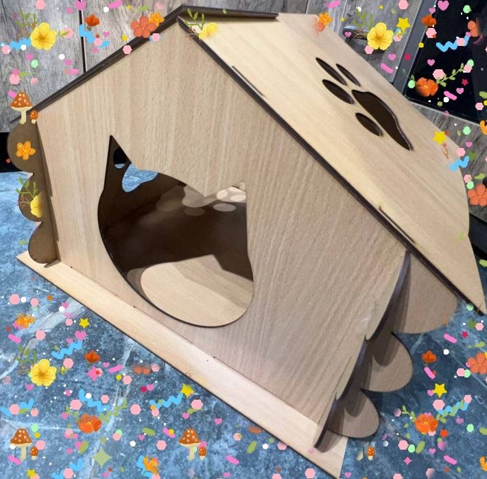 Дерев'яний будиночок для кота. Будка для собаки