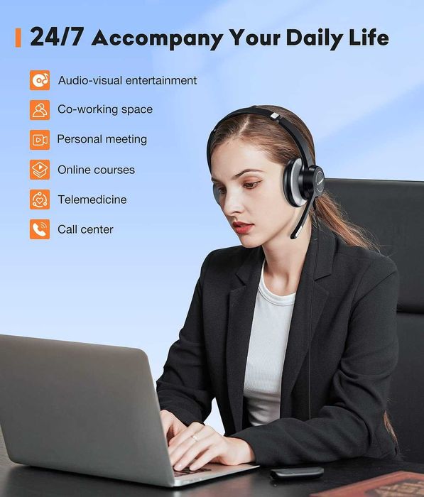 KONNAO Diret – Zestaw słuchawkowy USB z mikrofonem  Do pracy, nauki,