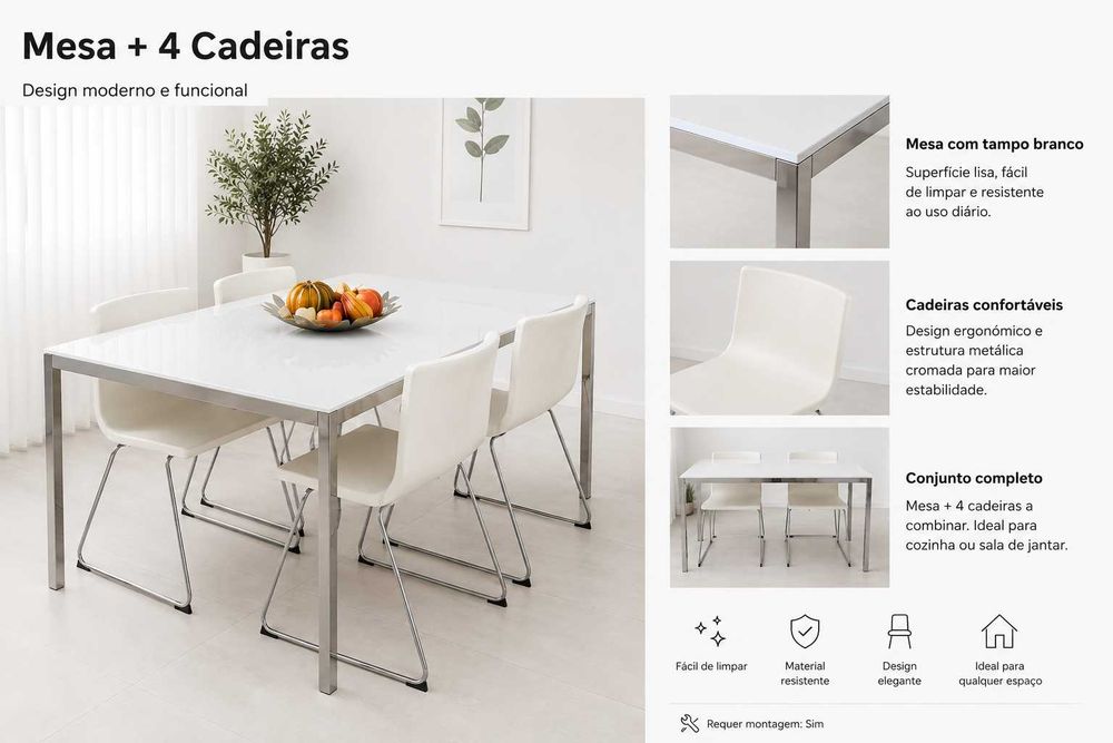 Mesa de jantar e 4 cadeiras