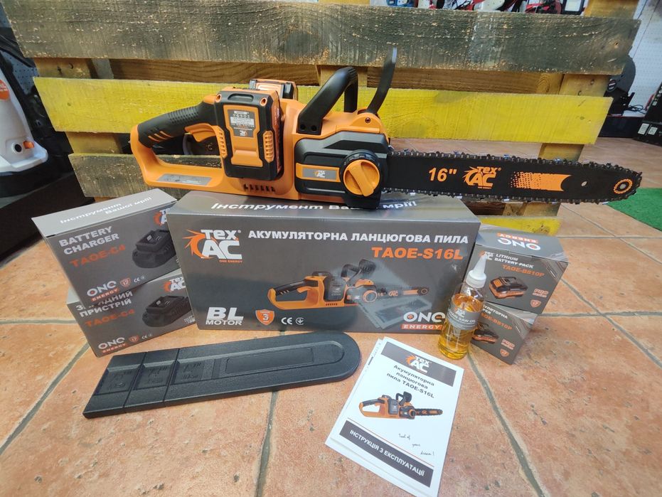 Цепная пила аккумуляторная ТехАС TAOE-S16L/40см/Бесщ/КОМПЛЕКТ/Высокот.