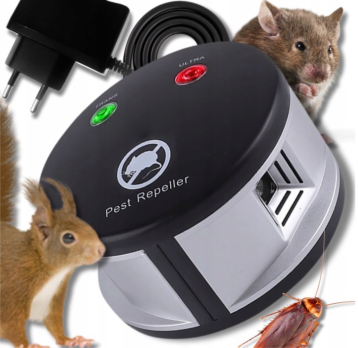Odstraszacz Ultradźwiękowy Gryzoni Myszy Szczurów Mocny Zasięg 150 m