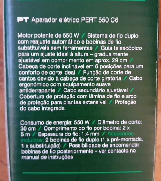 Aparador de relva Parkside elétrico 550w