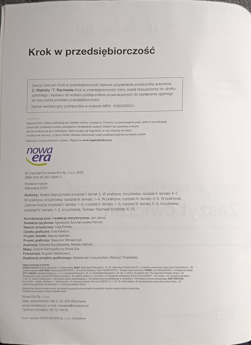 Krok w przedsiębiorczość. Zeszyt ćwiczeń