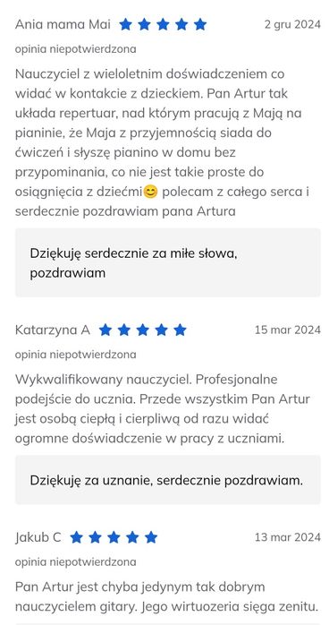 Lekcje gry na gitarze, gitarze basowej, pianino, keyboard.