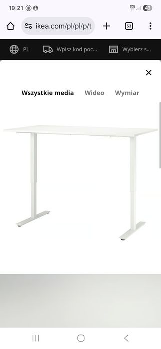 Ikea biurko z regulacją Trotten